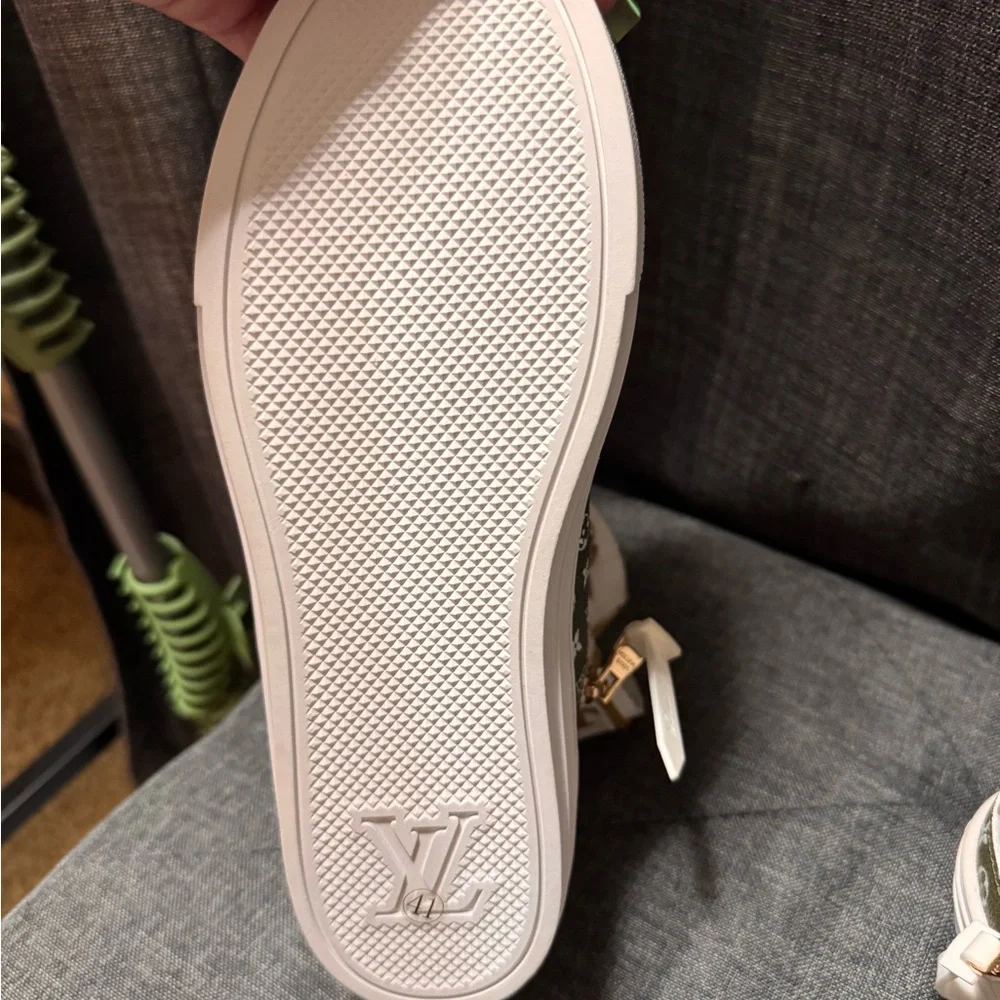 White and Brown Monogram Sneakers - Picture 3 of 3